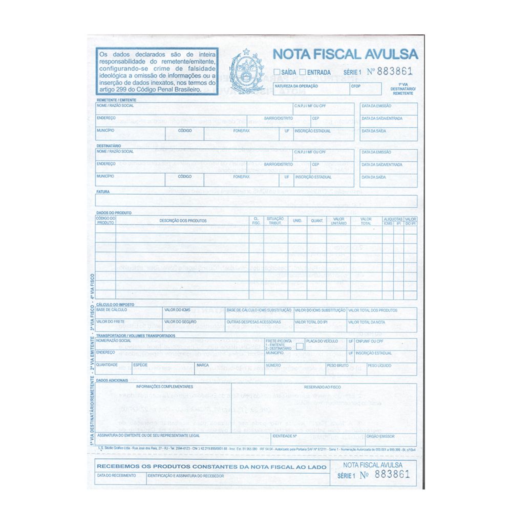 Nota Fiscal De Bloco