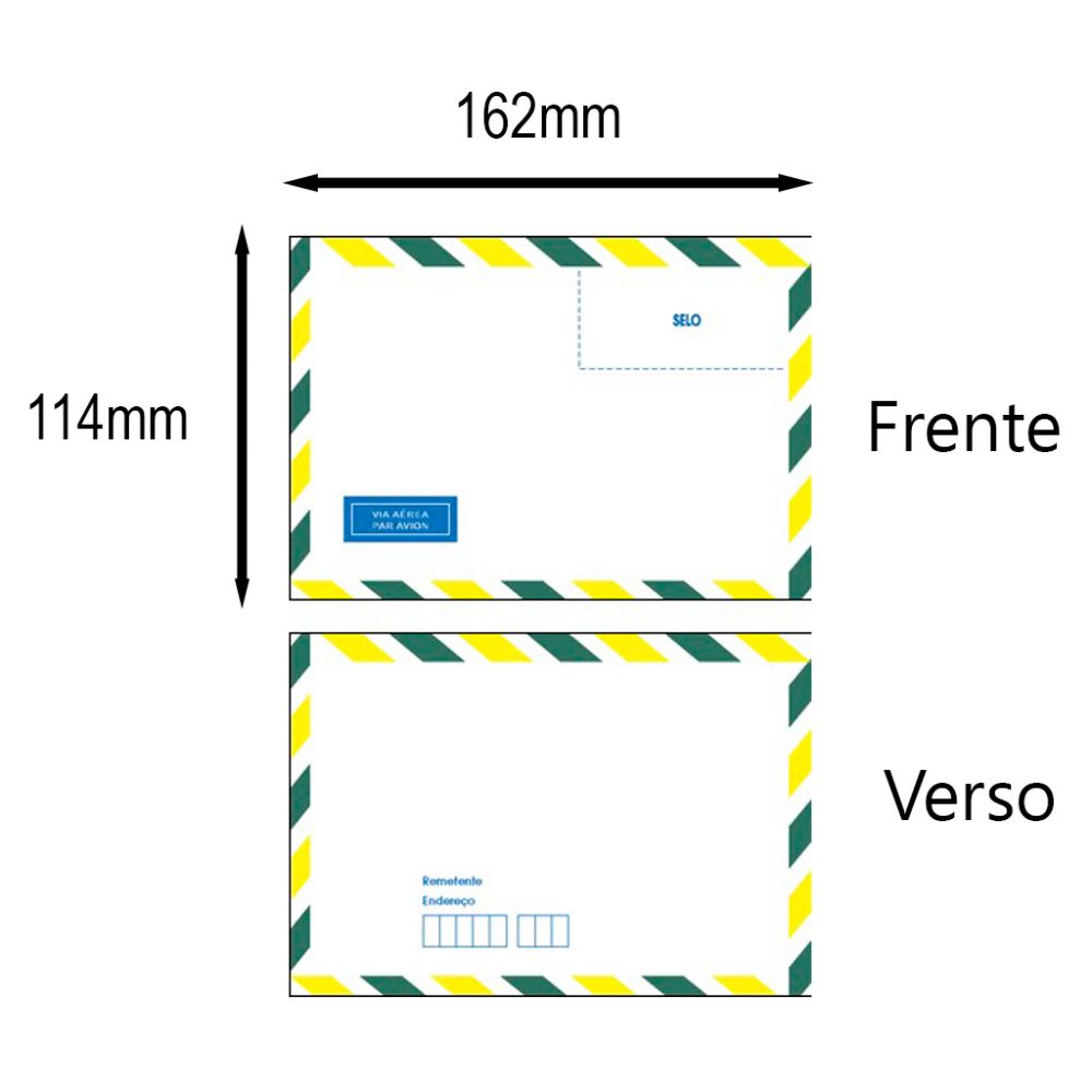 Envelope Carta Aéreo Verde/Amarelo 114x162mm 10un